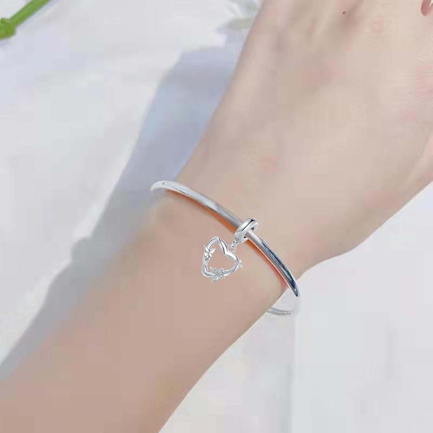 NARTGO Butterfly and Flower Charm Compatible with Pandora Charms Bracelets